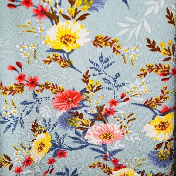 Fun2Fun Floral Flutter Sleeve Cutout Back Blouse Muted Green Multicolor M - Picture 9 of 11